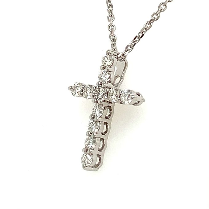 18ct White Gold Diamond Cross Necklace