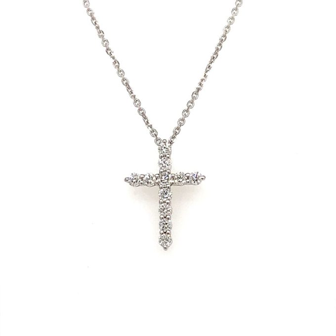 18ct White Gold Diamond Cross Necklace