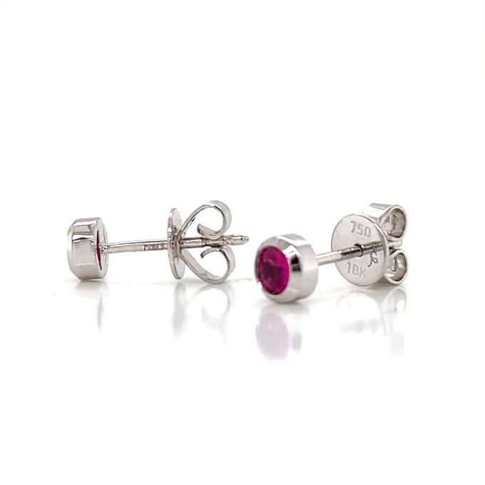 White Gold Ruby Stud Earrings