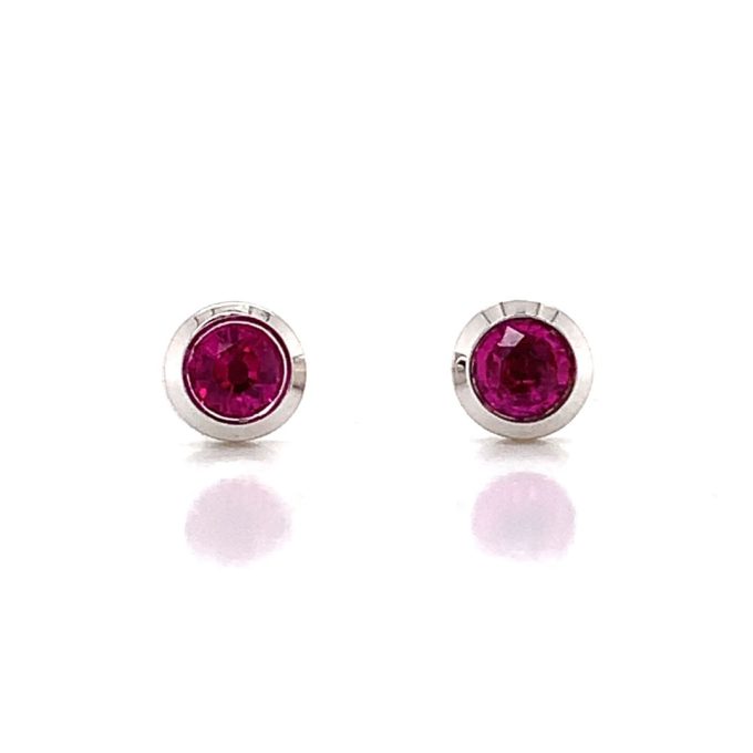 White Gold Ruby Stud Earrings