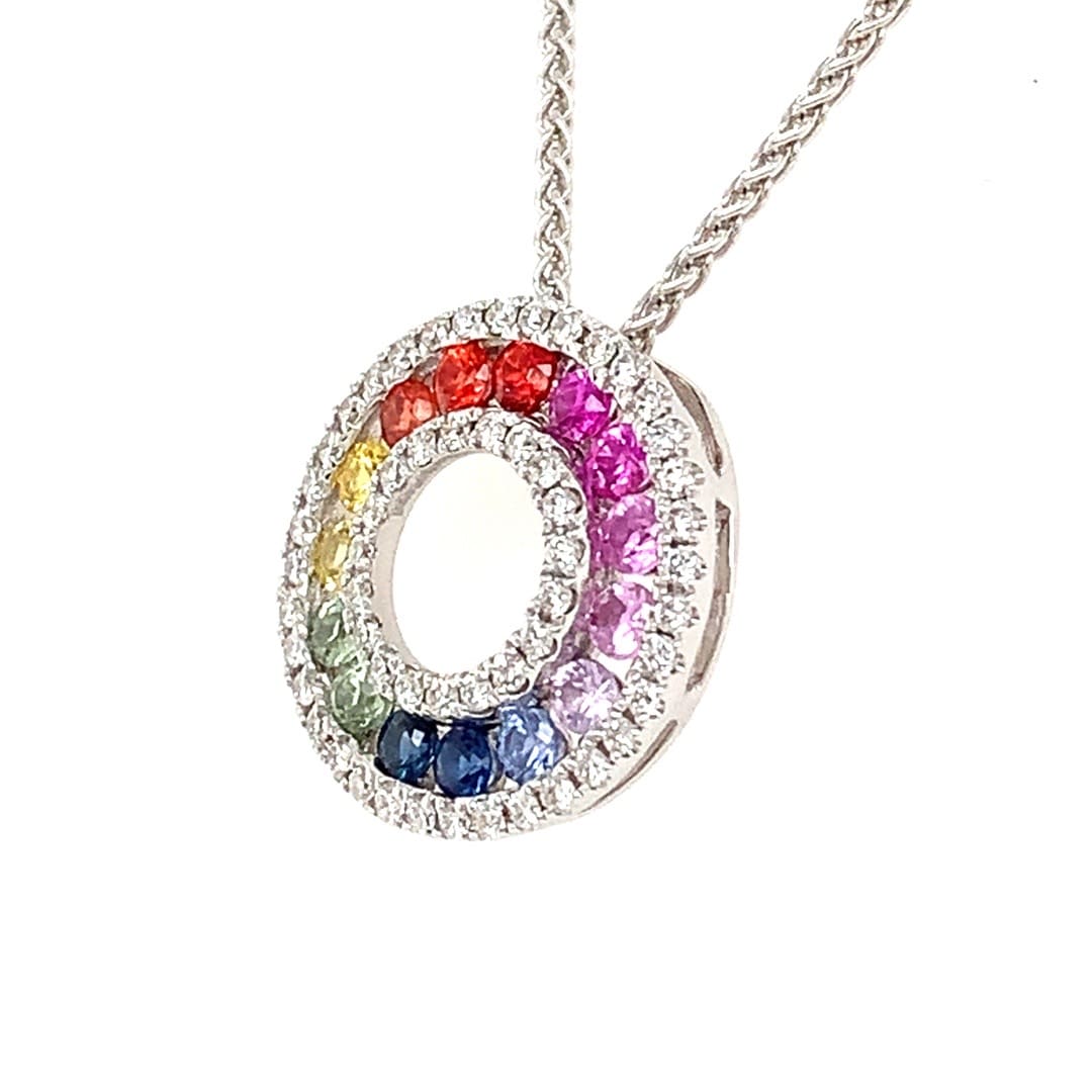 Rainbow Sapphire and Diamond Necklace