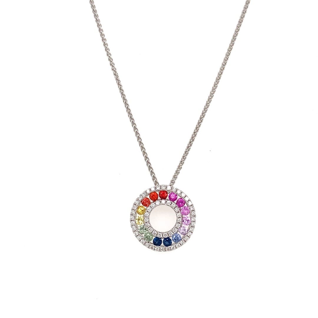 Rainbow Sapphire and Diamond Necklace
