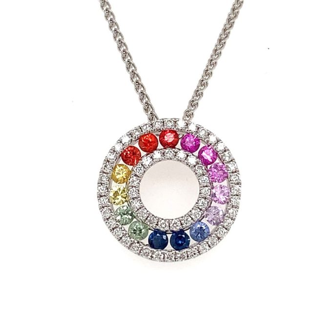Rainbow Sapphire and Diamond Necklace