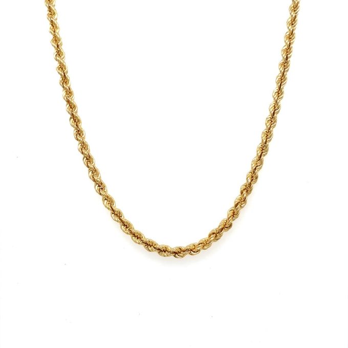 18ct Gold Solid Link Rope Chain - 24 Inch