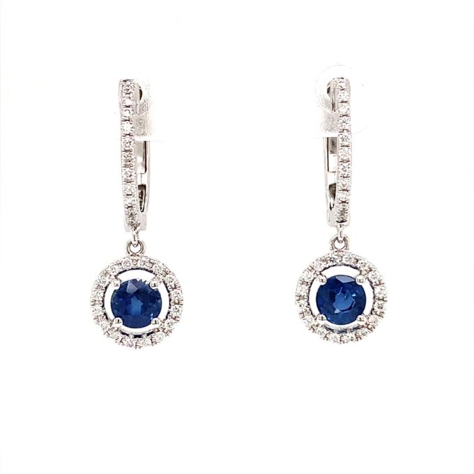 Sapphire and Diamond Hoop Drop Earrings