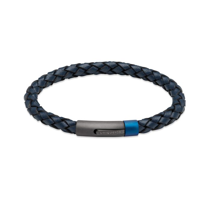 Unique Navy Blue Leather Bracelet
