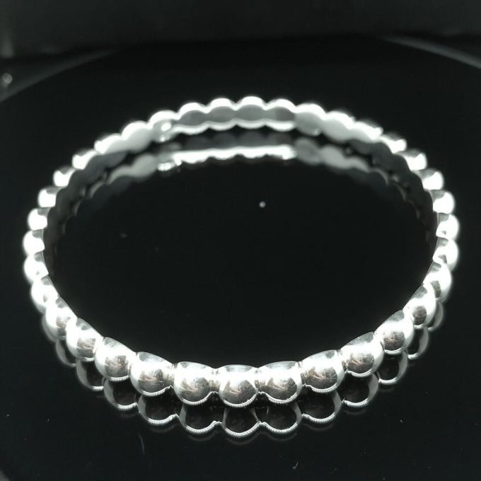 Weighty Silver Bead Style Bangle