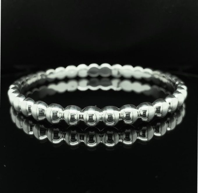 Weighty Silver Bead Style Bangle