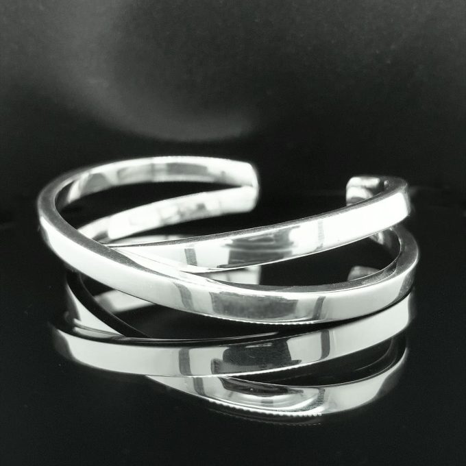 Silver Crossed Cuff