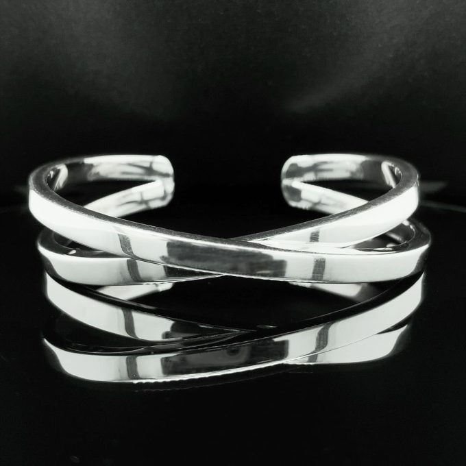 Silver Crossed Cuff