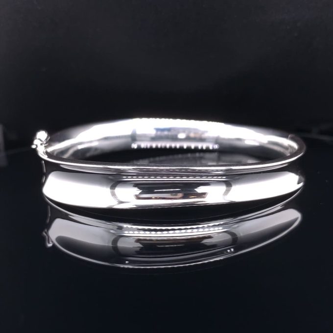 Silver Concave Hinged Bangle