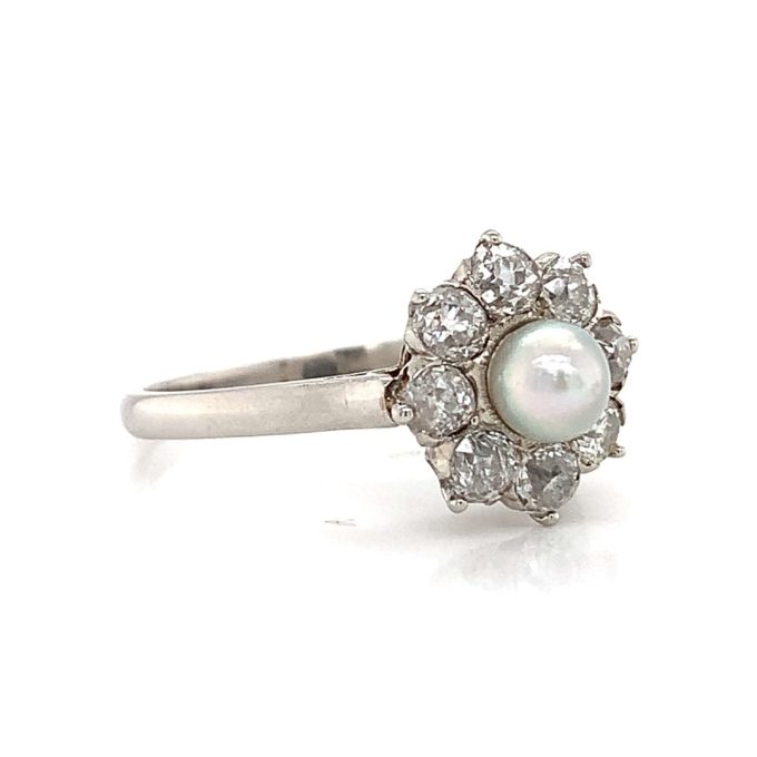 Antique Diamond & Pearl Platinum Ring