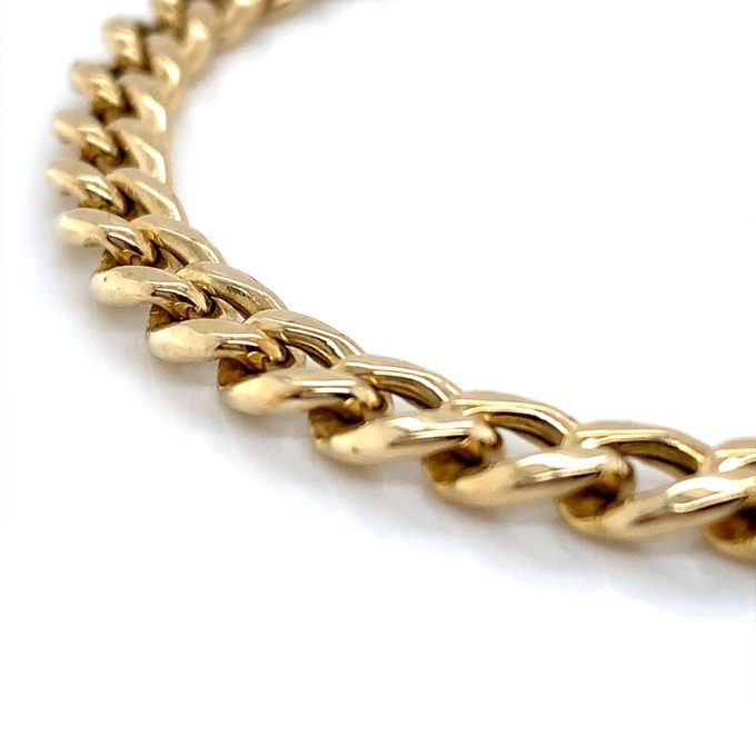 Ladies Yellow Gold Flat Curb Bracelet