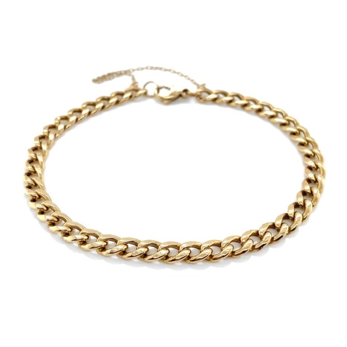 Ladies Yellow Gold Flat Curb Bracelet