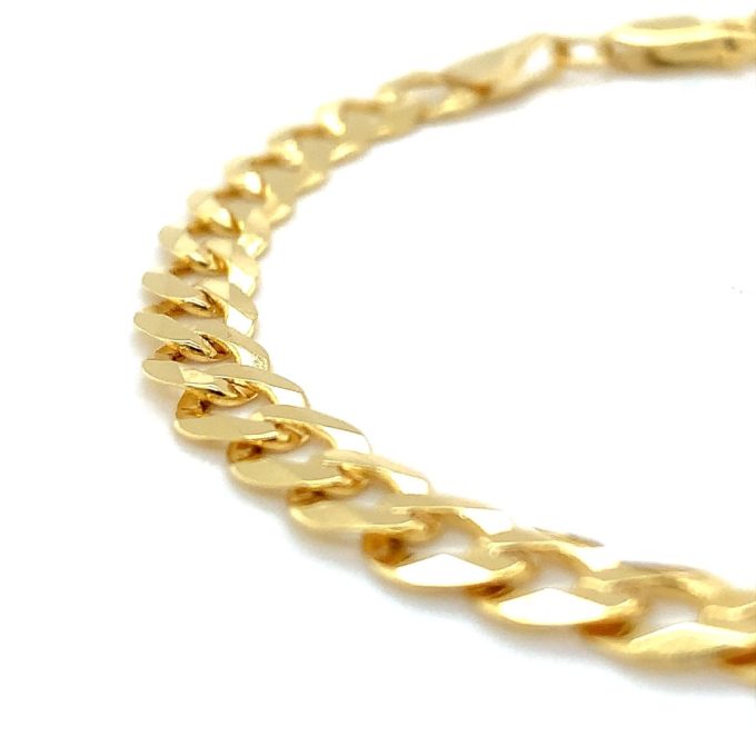 Ladies Yellow Gold Flat Curb Bracelet