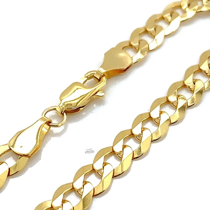 Ladies Yellow Gold Flat Curb Bracelet