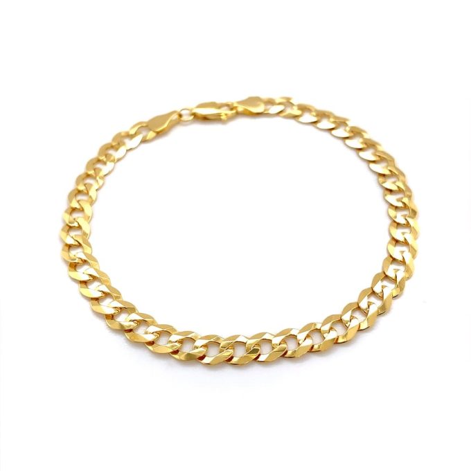 Ladies Yellow Gold Flat Curb Bracelet