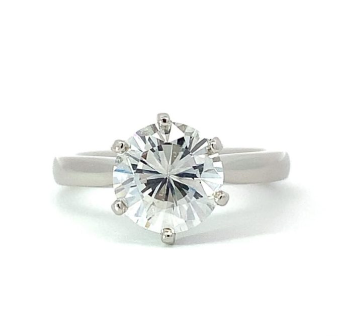 Cubic Zirconia Solitaire Platinum Ring