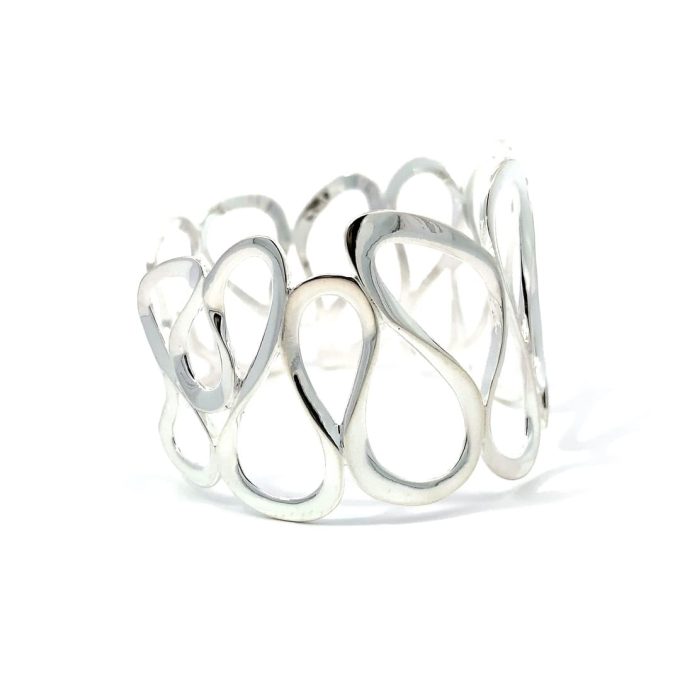 Silver Wide Ripple Cuff