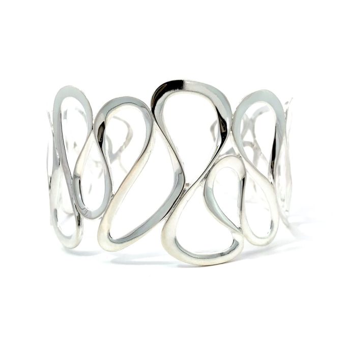 Silver Wide Ripple Cuff