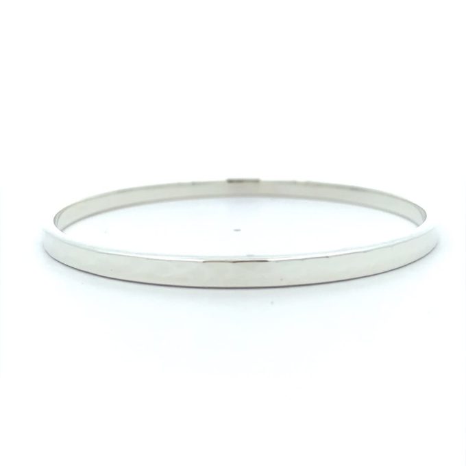 Chunky Silver Hammered Bangle - 4mm