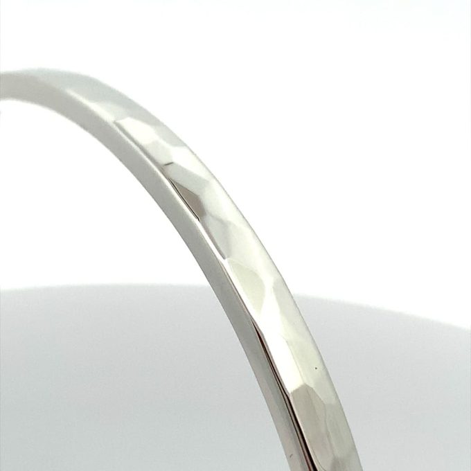 Chunky Silver Hammered Bangle - 4mm