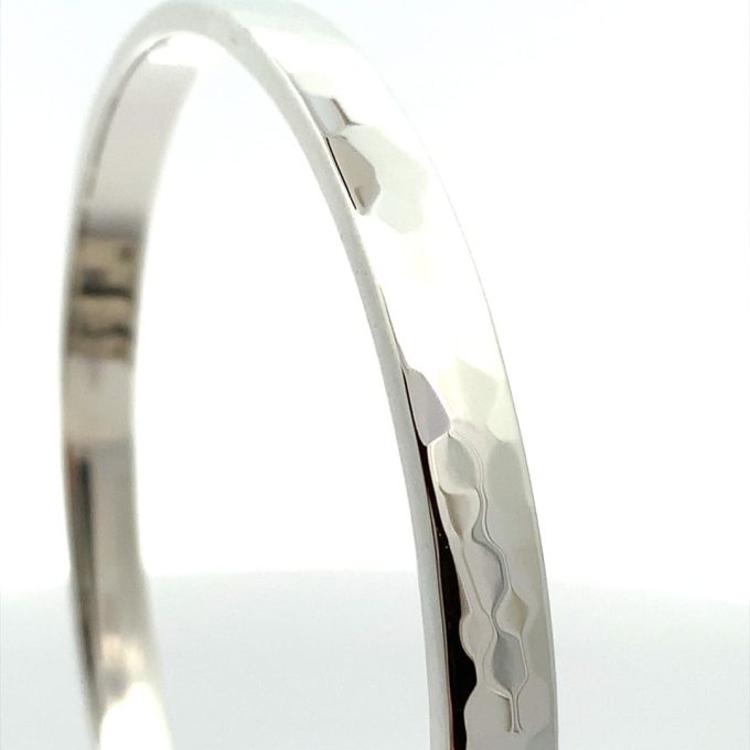 Chunky Silver Hammered Bangle - 6mm