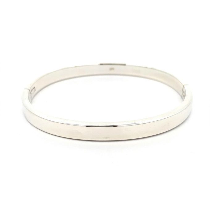 Oval Silver Hinged Bangle - 6mm