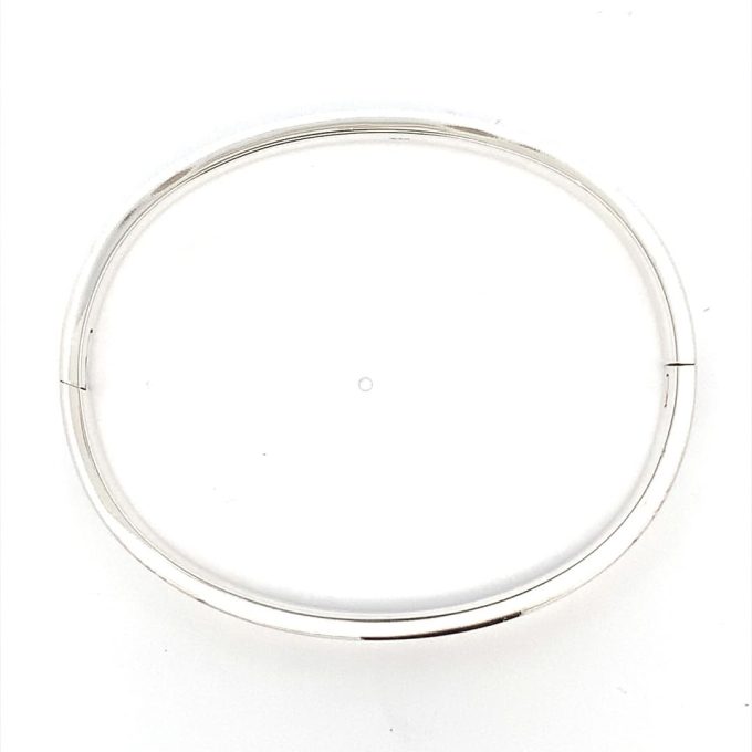Oval Silver Hinged Bangle - 6mm