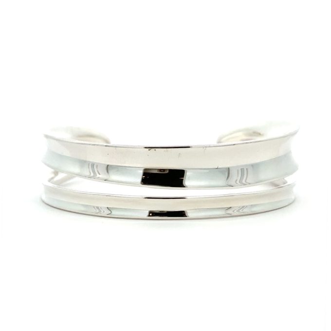 Silver Concave Double Cuff