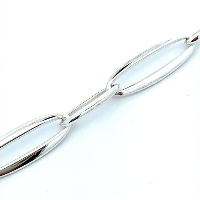 Silver Long Oval Link Bracelet