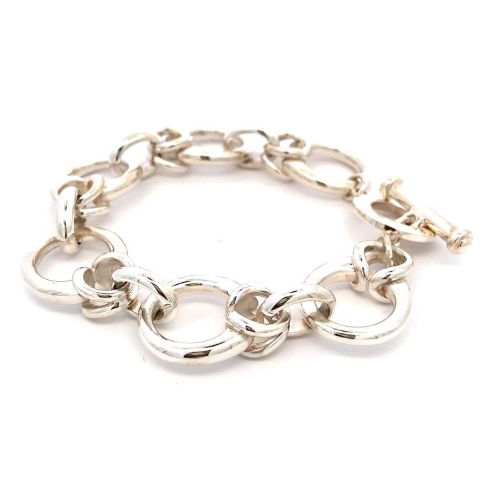 Silver Chunky Fancy Link Bracelet