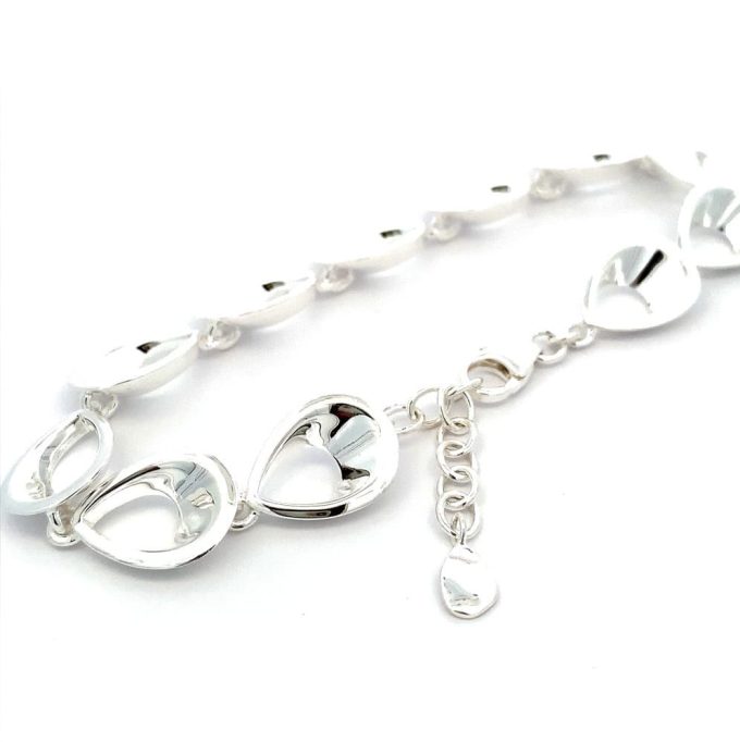 Silver Pear Link Bracelet