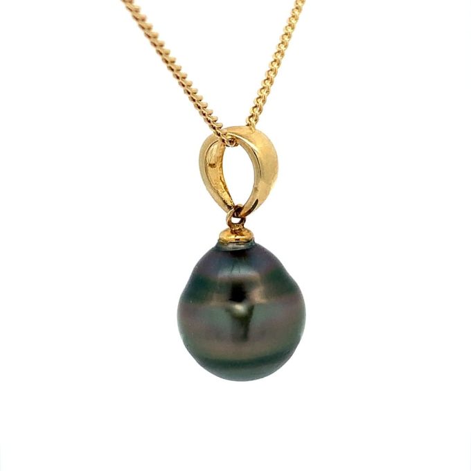 Black Pearl Yellow Gold Necklace