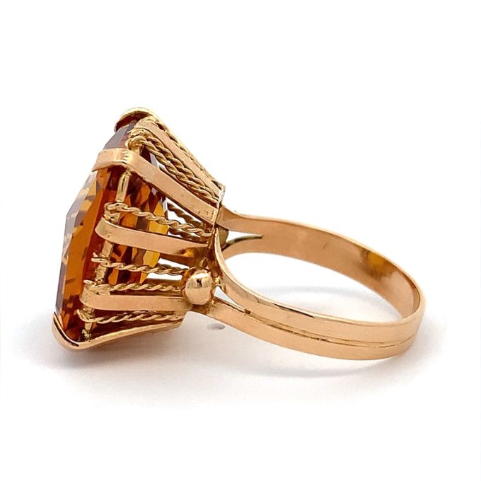 Vintage 18ct Golden Topaz Handmade Ring