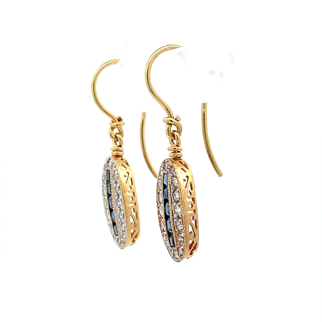 Vintage Sapphire and Diamond Drop Earrings