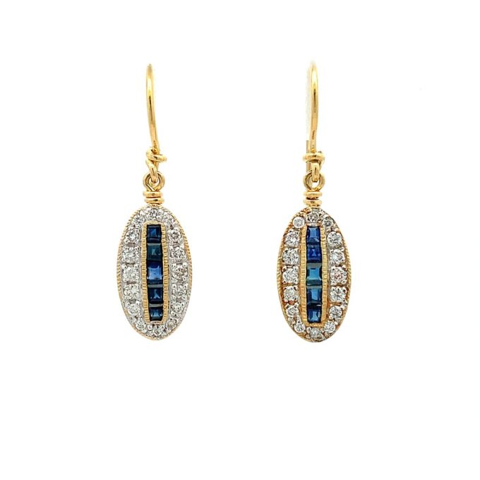 Vintage Sapphire and Diamond Drop Earrings