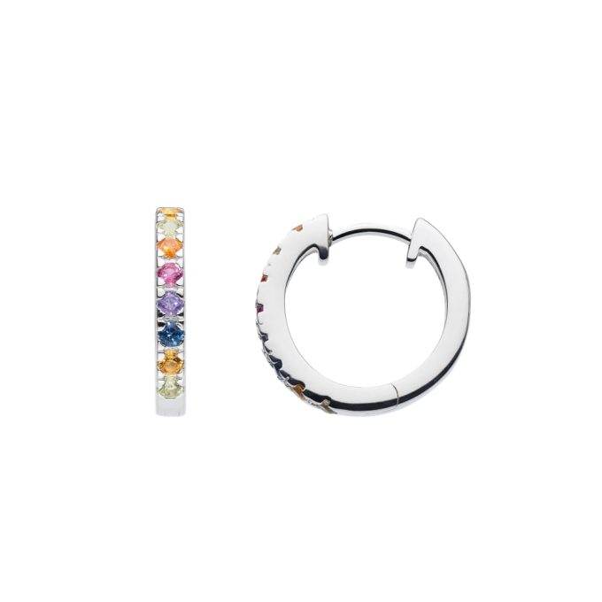 Silver Multicolour CZ Huggies