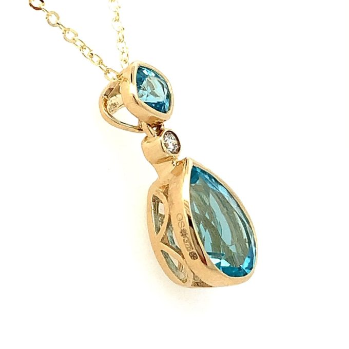 Yellow Gold Topaz and Diamond Necklace