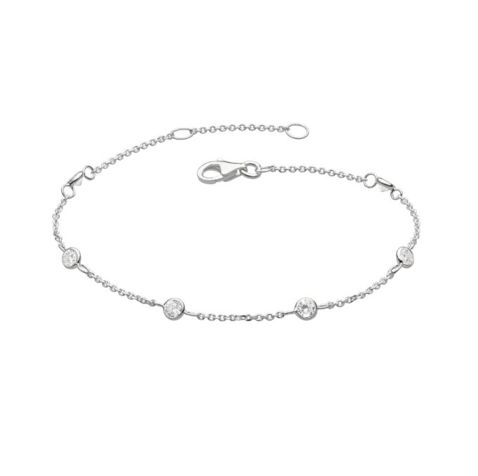Silver CZ Set Chain Bracelet