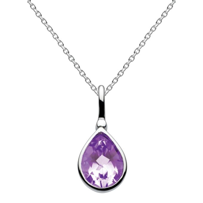 Silver Pear Cut Amethyst Necklace