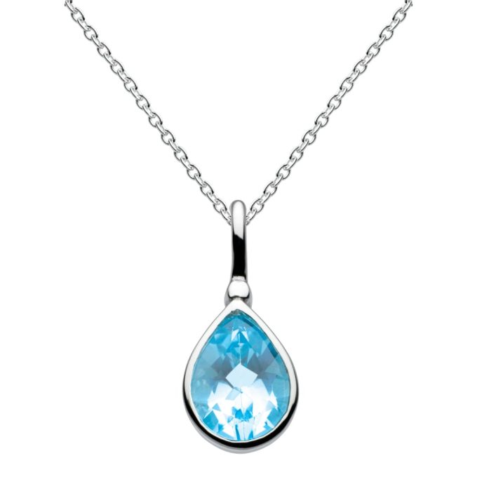 Silver Pear Cut Topaz Necklace
