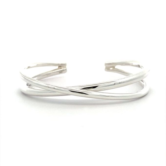 Silver Crossed Cuff