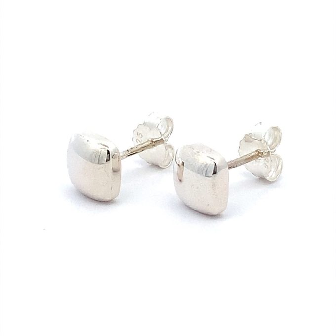 Silver Cushion Stud Earrings