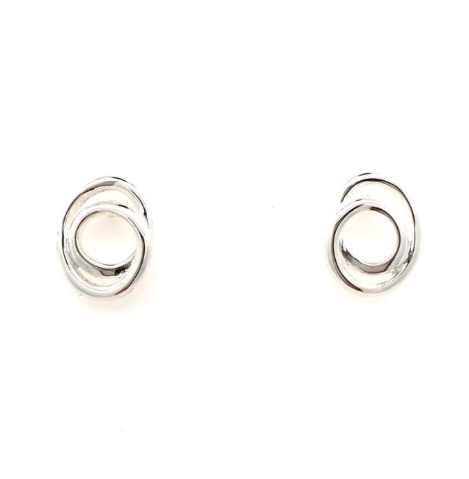 Silver Loop Stud Earrings