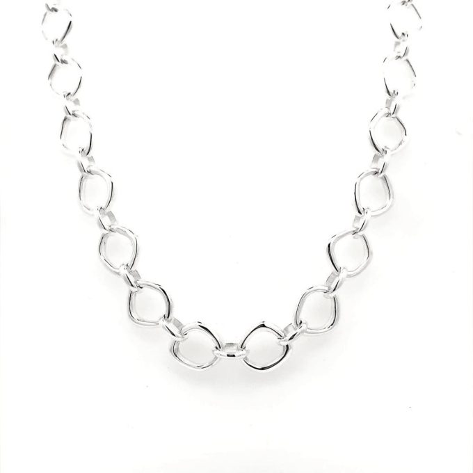 Silver Cobble Link Necklace