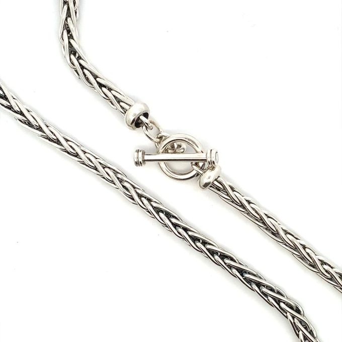 Silver Spiga Ring & Bar Chain