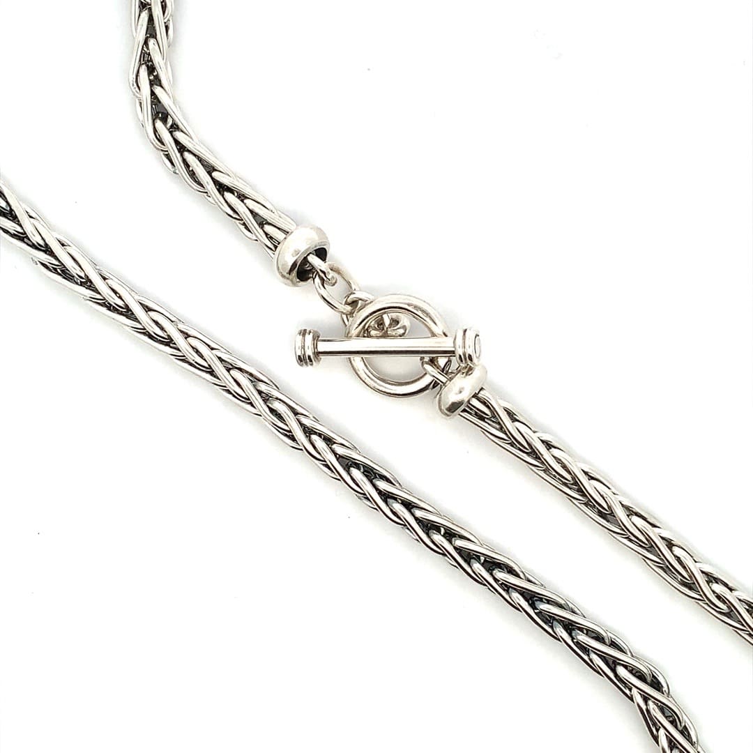Silver Spiga Ring & Bar Chain