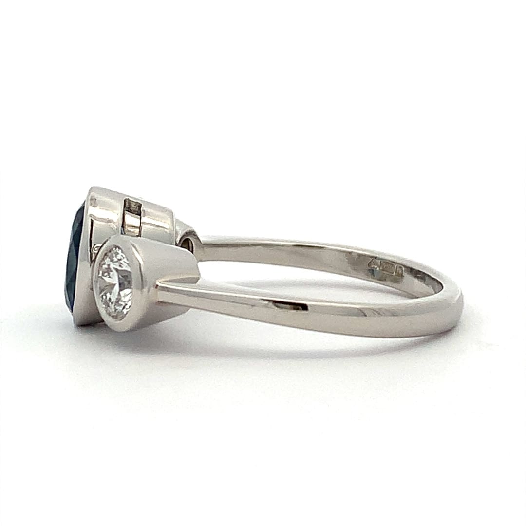 Aquamarine & Diamond Trilogy Ring
