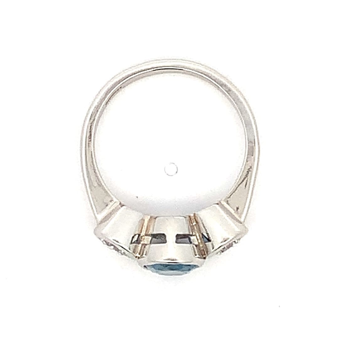 Aquamarine & Diamond Trilogy Ring